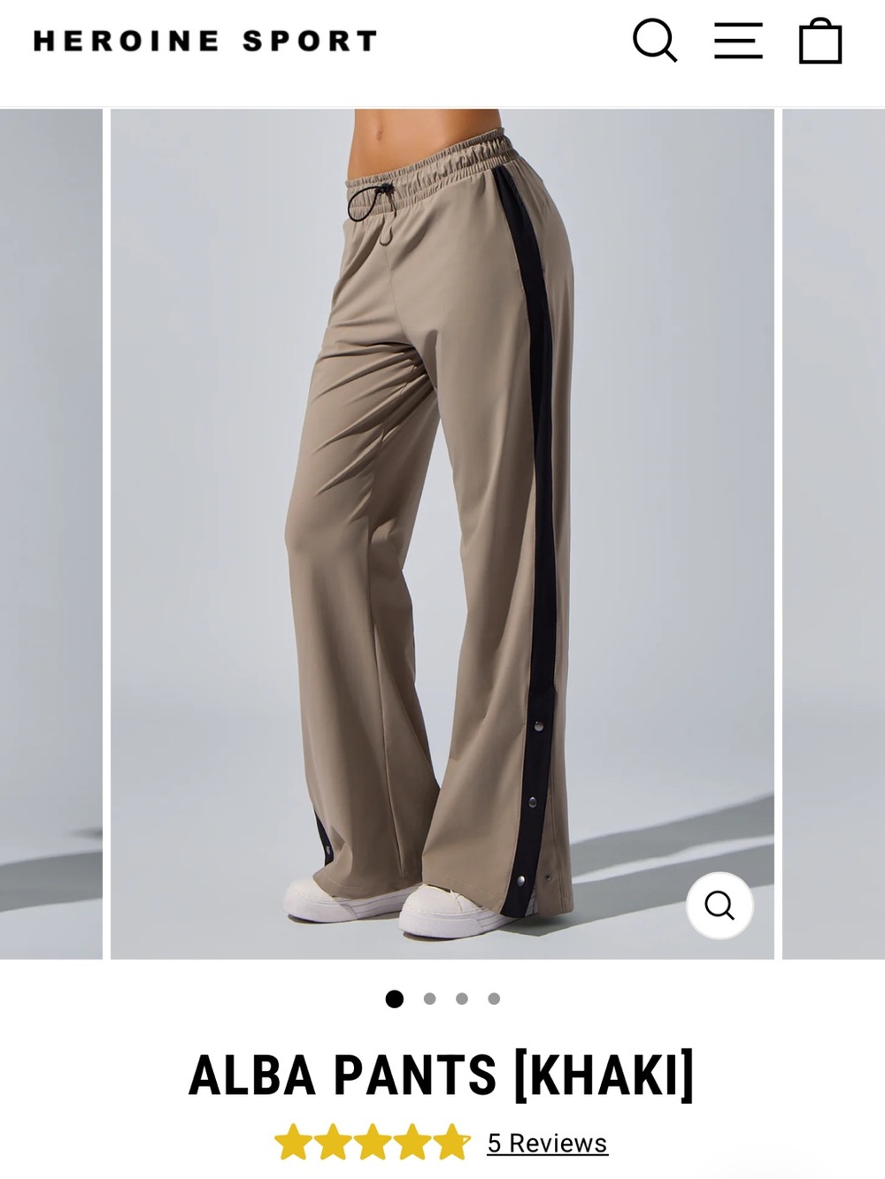 Heroine Sport ALBA Khaki Pull-On Track Pants